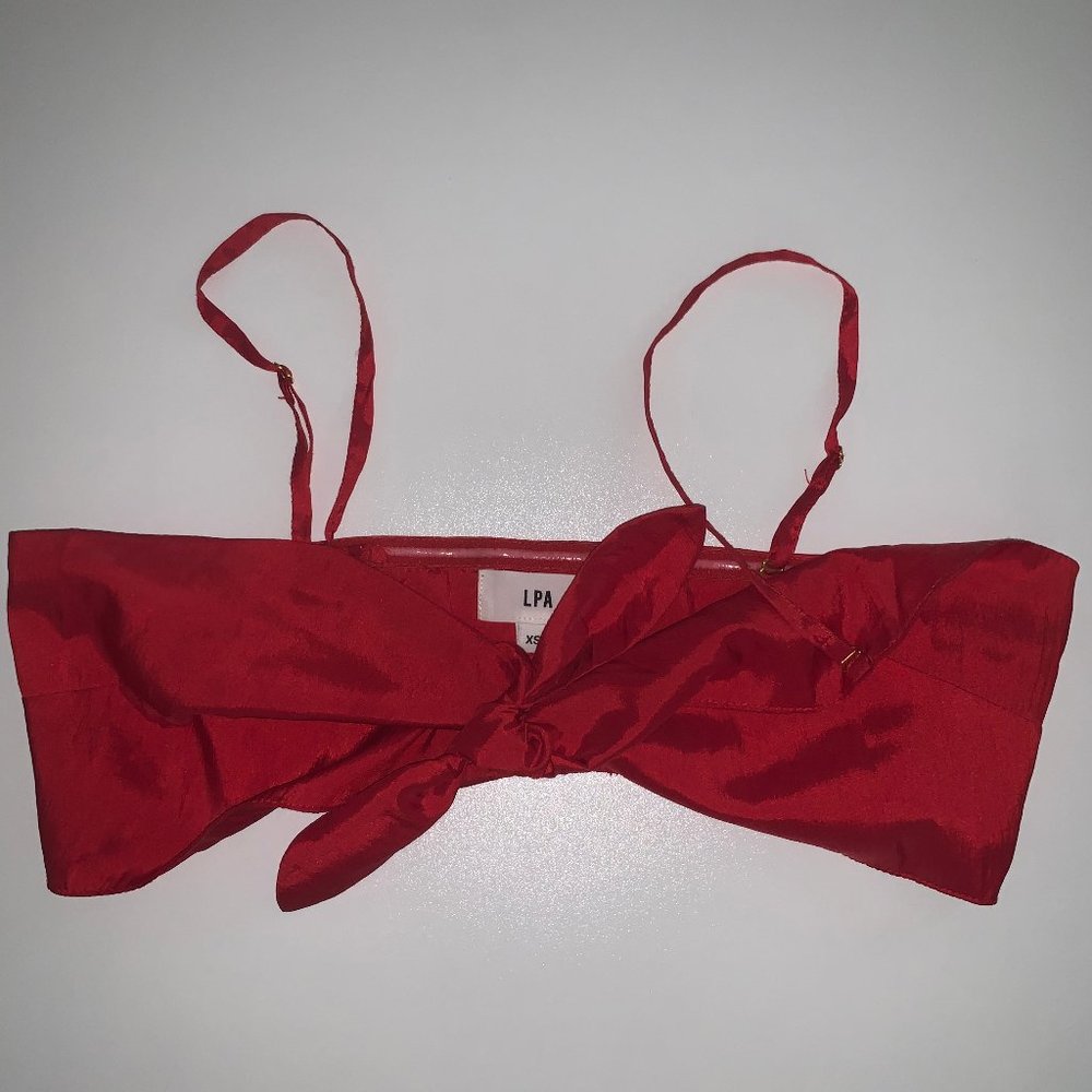 LPA Satin Tie Front Top